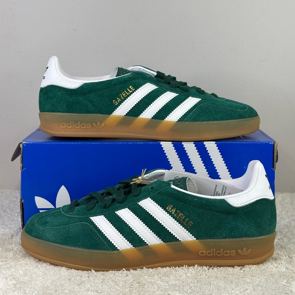 adidas Gazelle Green White Gum Athletic Shoes